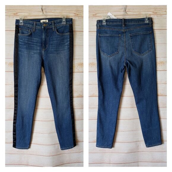 L'Agence Margot Skinny High-Rise Stretchy Jeans with Tuxedo Stripe in Neptune - Picture 4 of 9
